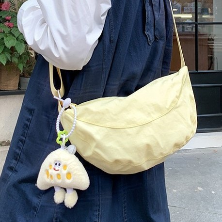 Candy-colored dumpling bag for girls, fresh and cute country style, soft girl student single-shoulder bag, casual solid color crescent bag, crossbody bag Specification drawing