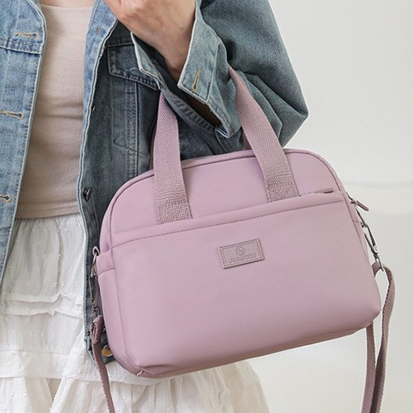 Lightweight and large-capacity single-shoulder women's bag 2025 Spring New cross-border trend solid color nylon fabric hand-held crossbody bag Specification drawing