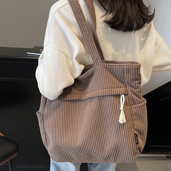 Tote bag, a fashionable corduroy women's bag, autumn new style single-shoulder underarm bag, large-capacity Tote trendy commuting bag Specification drawing