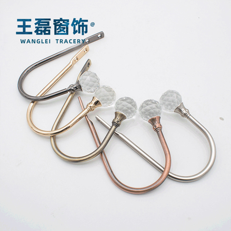 Cross-border supply zinc alloy material U-shaped crystal curved hook, curtain wall hook, wall hook, fixed curtain hook accessories Application Scenario