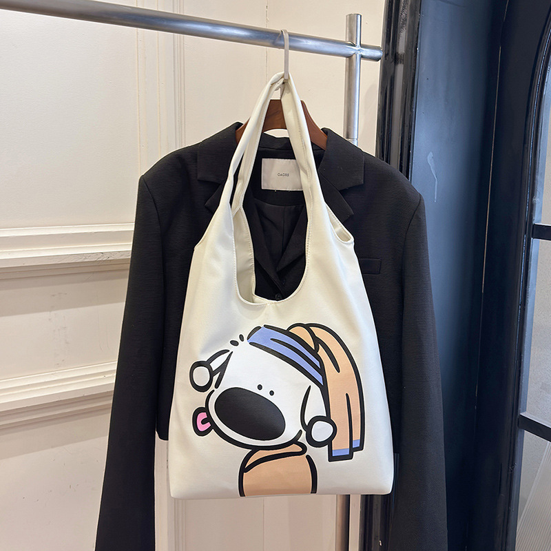 New creative printed nylon bag for women in autumn 2024, niche design tote bag, versatile commuting single-shoulder underarm bag full figure