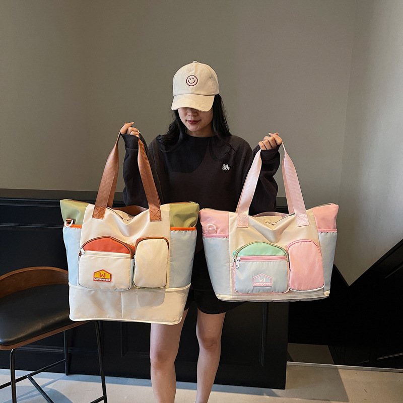 Short-distance double-back travel bag, fashionable female student accommodation luggage storage bag, expandable maternity bag, fitness bag details Picture