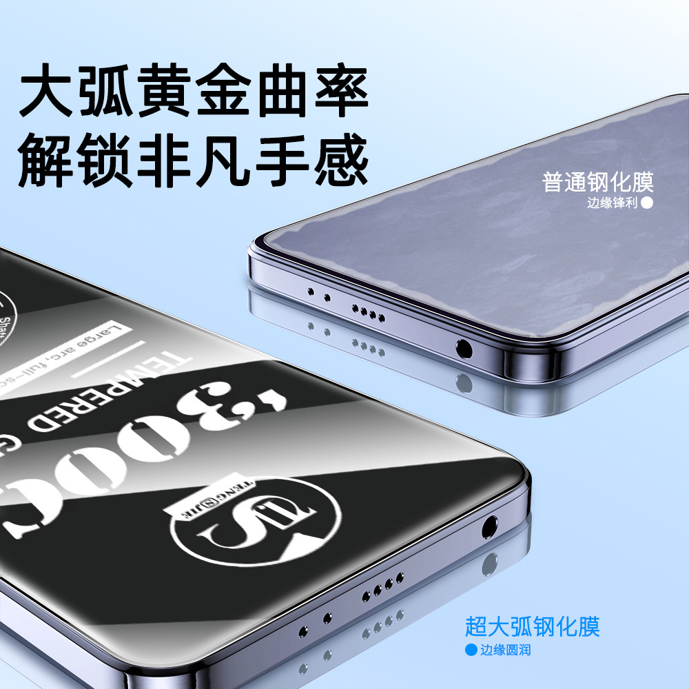 The Apple 16 tempered Film 14pro Super Large Arc 300C anti-peeping film 15promax matte 360 anti-peeping Film 13 is suitable details Picture