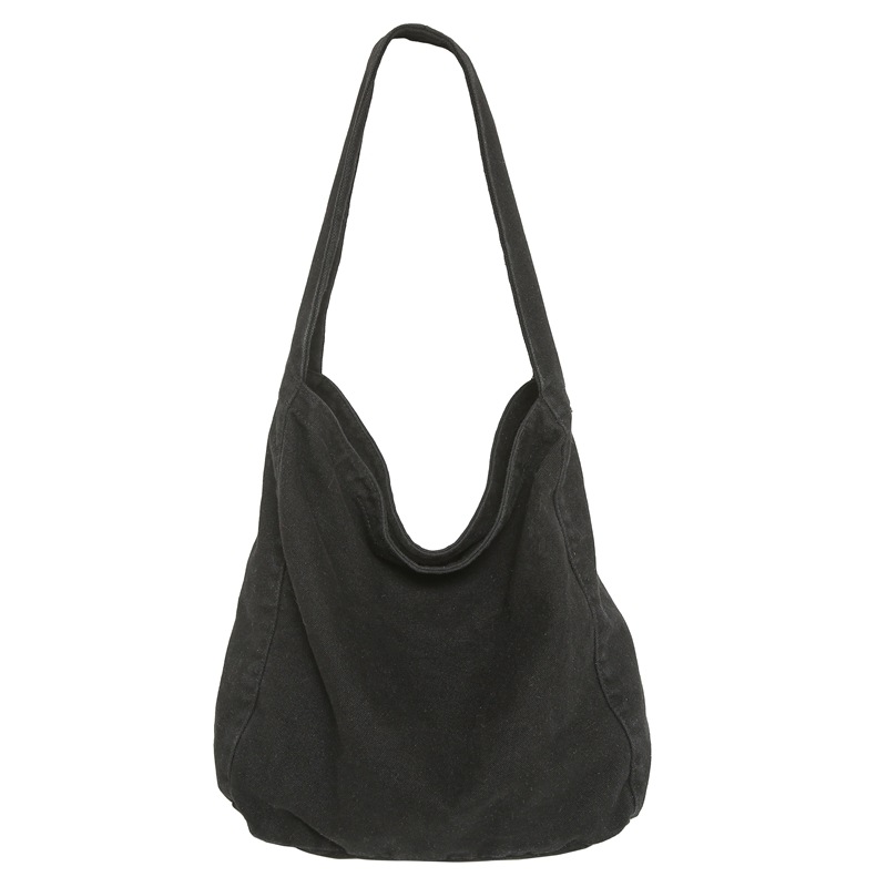 European and American retro casual 2025 spring women's single-shoulder hand-held cotton, linen and canvas large capacity solid color casual women's bag Item Picture