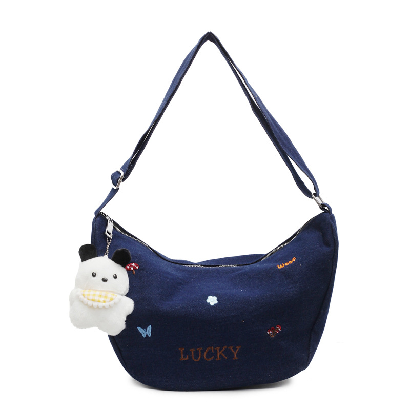 Fashionable new 2025Ins-style handbag, lightweight denim dumpling bag, large capacity and cute crossbody bag Item Picture