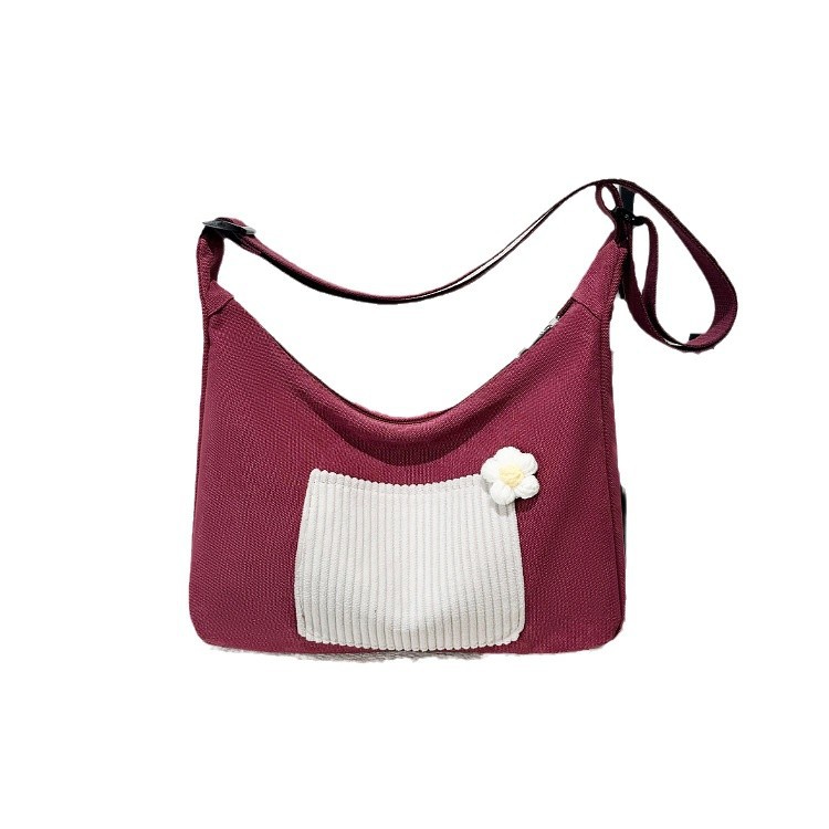 Japanese-style large-capacity cloth bag for women, casual and versatile, single-shoulder dumpling bag for students, casual crossbody bag for commuting to class Item Picture