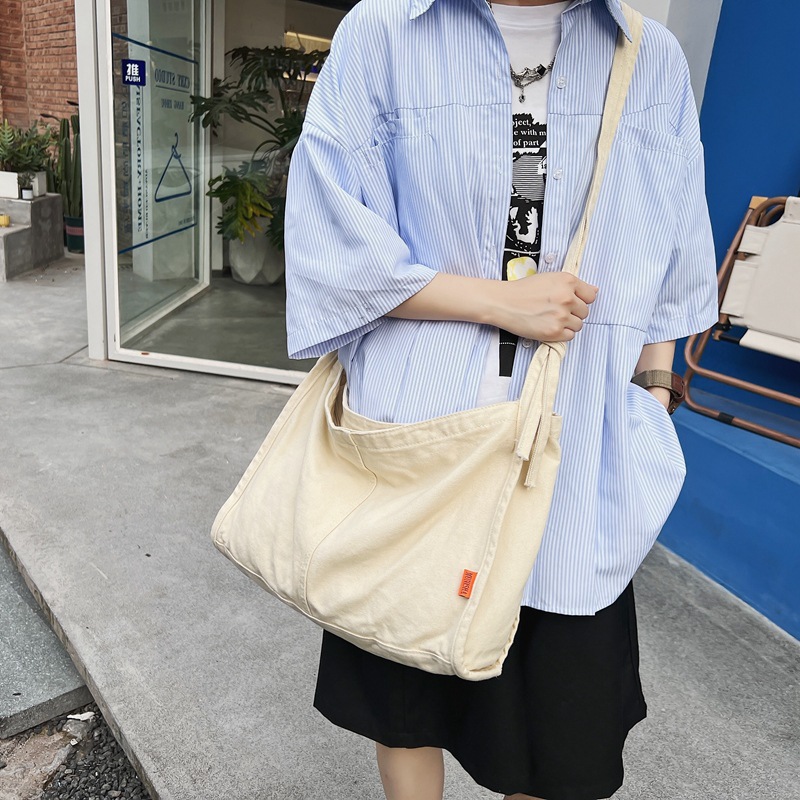 Crossbody bag, Korean-style casual washed canvas bag for women, Spring 2023 new postman bag, tote bag for college students' classes details Picture
