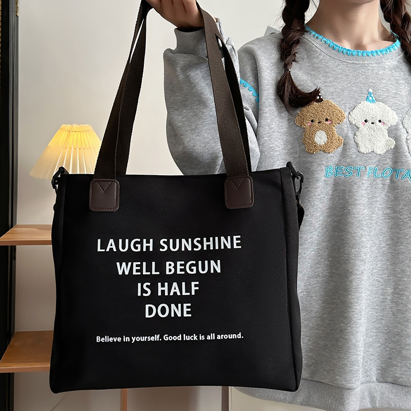 Korean version hand-held tote bag with large capacity, new printed underarm single-shoulder bag from Japan and South Korea, student casual commuting crossbody bag details Picture