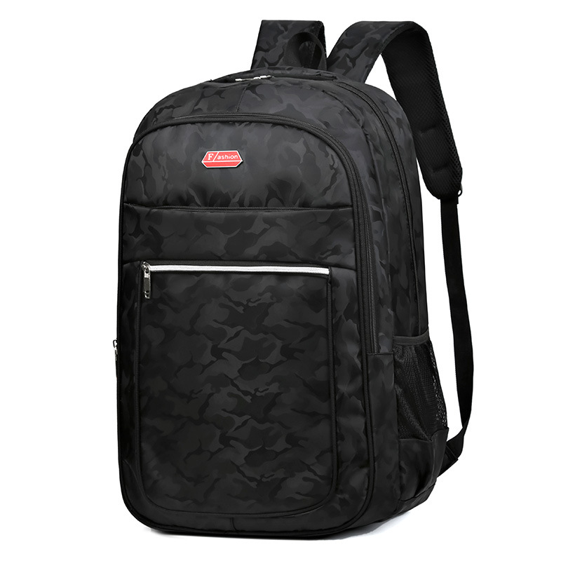 Large-capacity men's backpack, casual business computer backpack, waterproof cover with pull rod, black college student schoolbag Item Picture