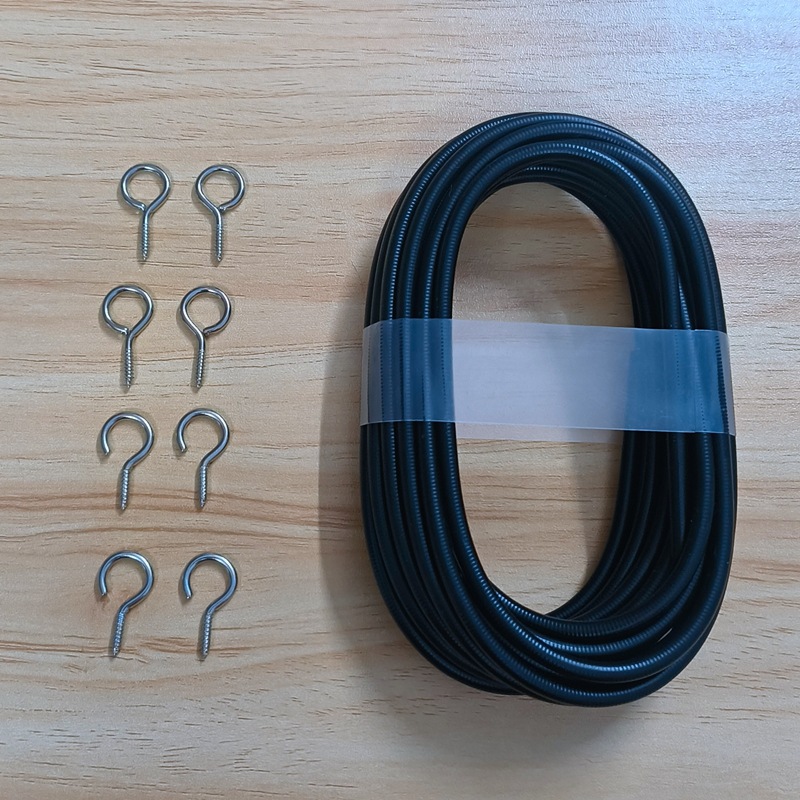 Black spring rope, 2-meter sheep eye ring, 4 question mark hooks, 4 sets of curtain accessories Application Scenario