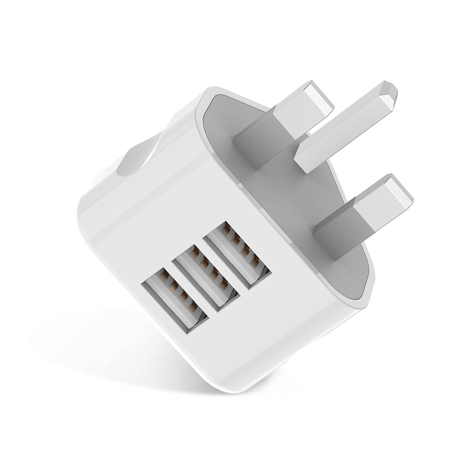 Triangle British Standard 1 2 3USB port British standard mobile phone charger, British standard charger, smart travel charger details Picture