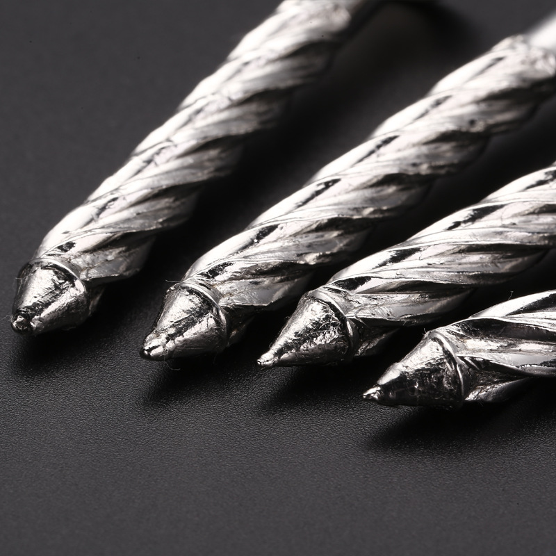 Stainless steel 201 explosion-proof strong anti-loosening threaded nails, twisted nails, spiral expansion nails, floor nails, twist nails, round heads Specification drawing
