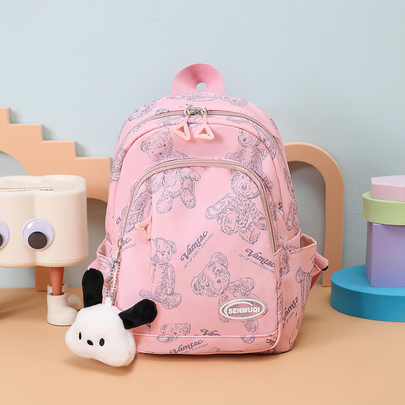 Children's backpacks, cute cartoon bear small schoolbags for girls, backpacks for small, middle and large classes of kindergarten and primary school students details Picture