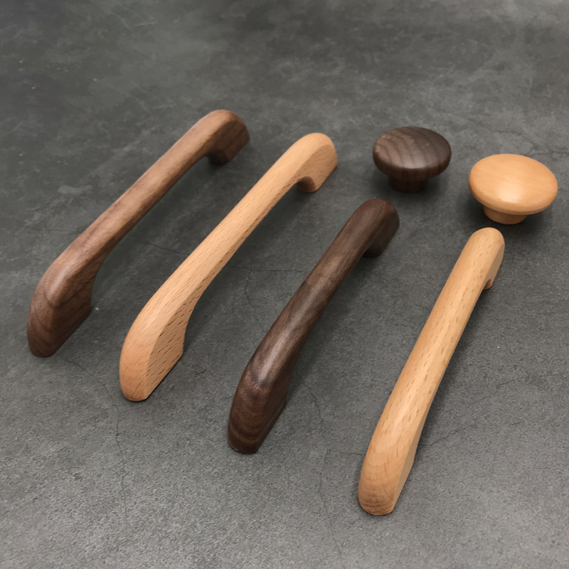 Solid wood wardrobe handles, Nordic modern and simple cabinet doors, cabinet doors, wooden handles, small solid wood drawers, push-pull Application Scenario
