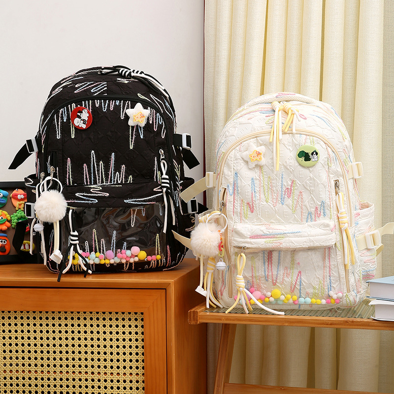 Girls' schoolbag, large-capacity, lighter-load, ultra-light travel study bag for primary school students from grades three to six, transparent pain-relieving bag full figure