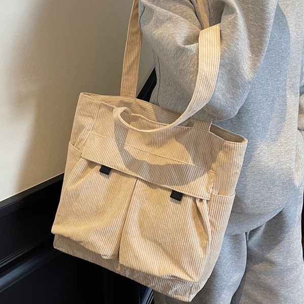 Large capacity hand-held cloth bag for college students' commuting to class, large bag for women, 2025 new style canvas bag, single-shoulder tote bag full figure