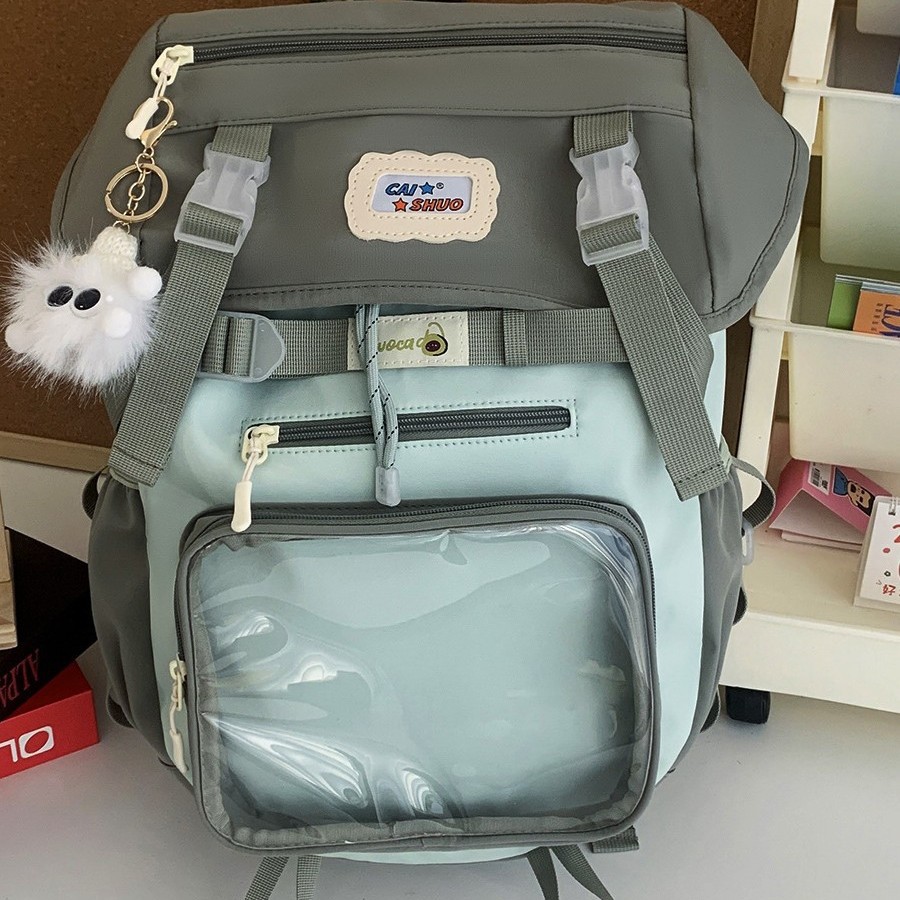 The new large-capacity student backpack features a cute and cartoonish design with a contrasting color scheme and a casual and girlish style Application Scenario