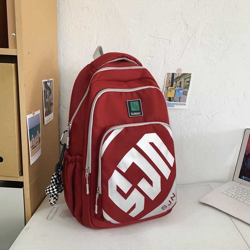 Large-capacity, stylish letter-shaped backpack for college students, lightweight schoolbag for casual travel, travel backpack for reducing burden, study tour bag details Picture