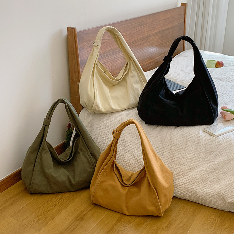 Japanese-style simple washed canvas bag, ins large-capacity artistic retro hand-held shoulder bag, student tote bag for class Specification drawing
