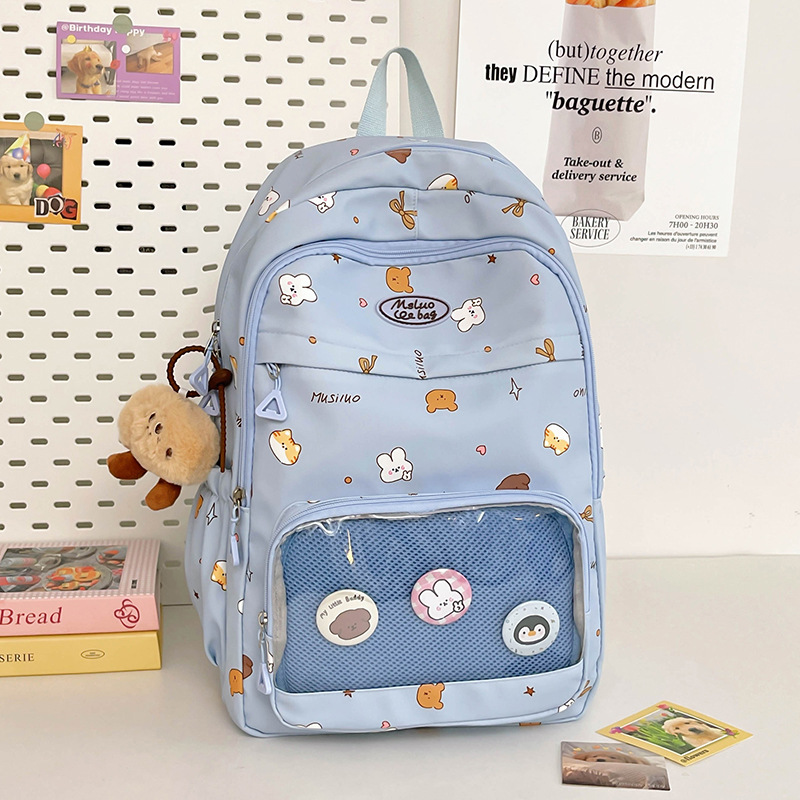 Cute Japanese-style transparent bag, large-capacity backpack, schoolbag for girls, high school and junior high school students, high-appearance-level backpack details Picture