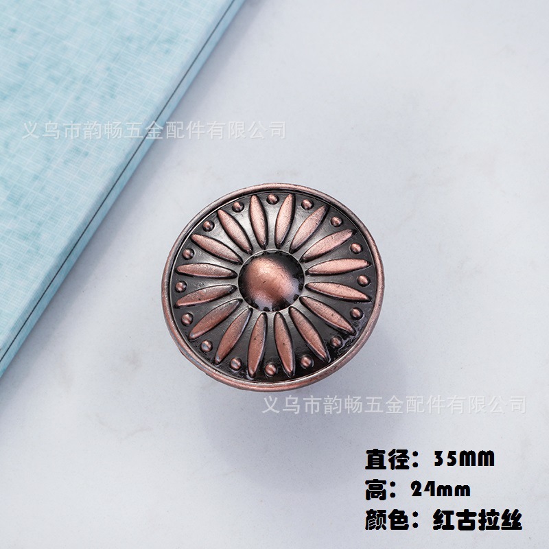 Foreign trade single-hole drawer handles, butterfly leaf lifting rings, furniture handles, retro gold cabinet door handles, round handles Specification drawing