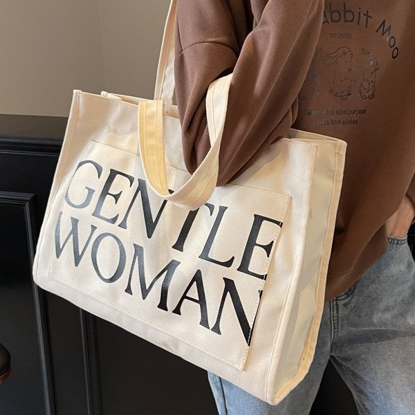 Casual and versatile hand-held large bag for women 2025 new Spring/Summer fashionable and simple tote bag, artistic letter single-shoulder bag details Picture