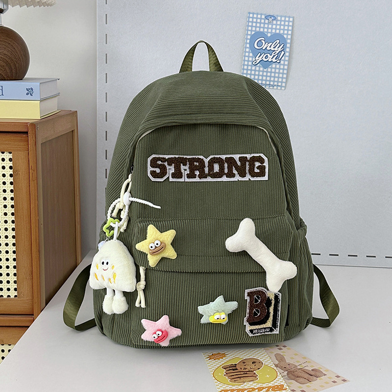 Anti-theft double-shoulder backrest backpack for girls, double-shoulder backpack for middle school students, casual star Bone Academy, Internet celebrity, high appearance level Application Scenario