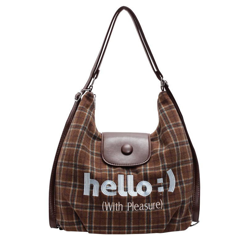 Korean style French check pattern autumn and winter retro backpack, trendy and fashionable large-capacity single-shoulder bag Item Picture