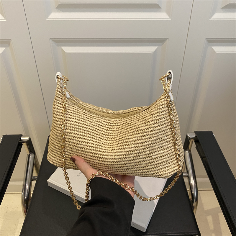 Vacation style straw woven bag for women 2025 New summer fashion woven bag for seaside and beach, large capacity single-shoulder crossbody bag full figure