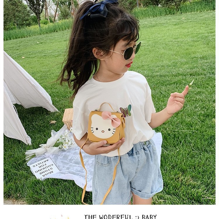 2024 New Korean-style cute kitten children's small backpack, mini crossbody single-shoulder bag, decorated loose change small bag, trendy for girls Specification drawing