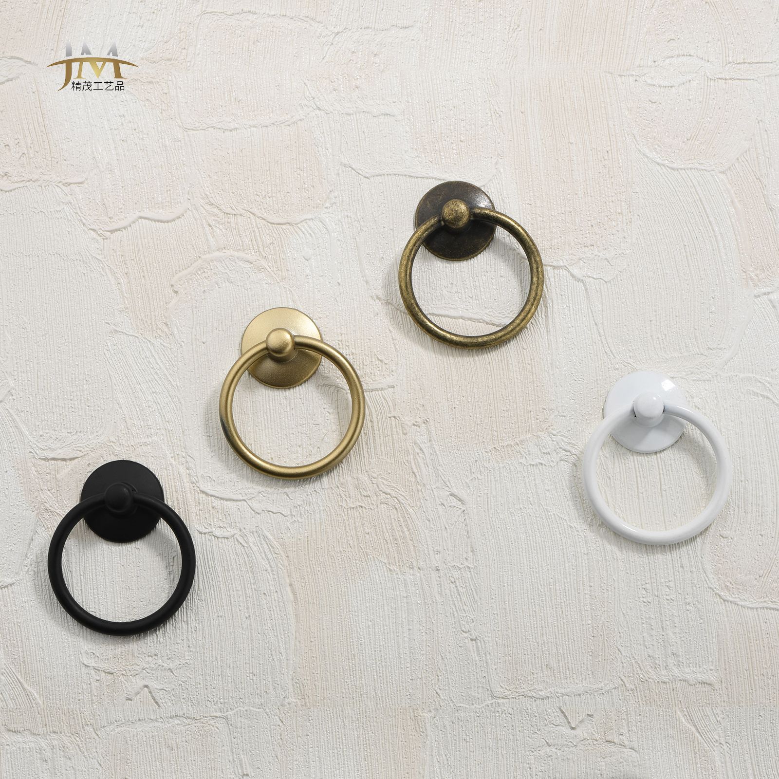 Jingmao Hardware -056 Home Decoration European-style circular hanging ring drawer, circular single-hole pull ring cabinet door handle, cabinet door Specification drawing