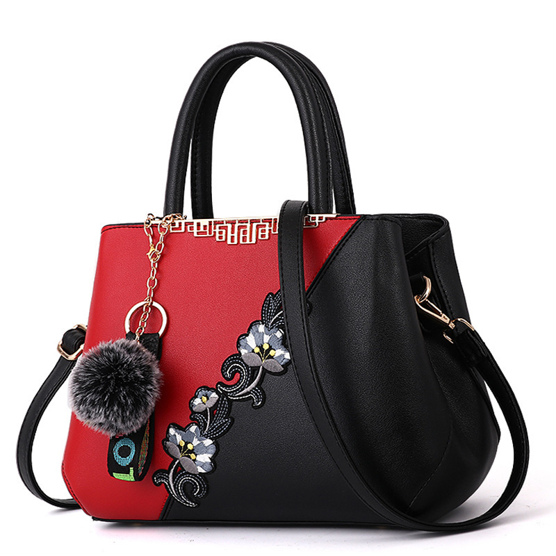 Embroidery foreign trade large Bag 2022 New crossbody middle-aged Mom bag, large capacity inlaid single-shoulder cross-border handbag full figure