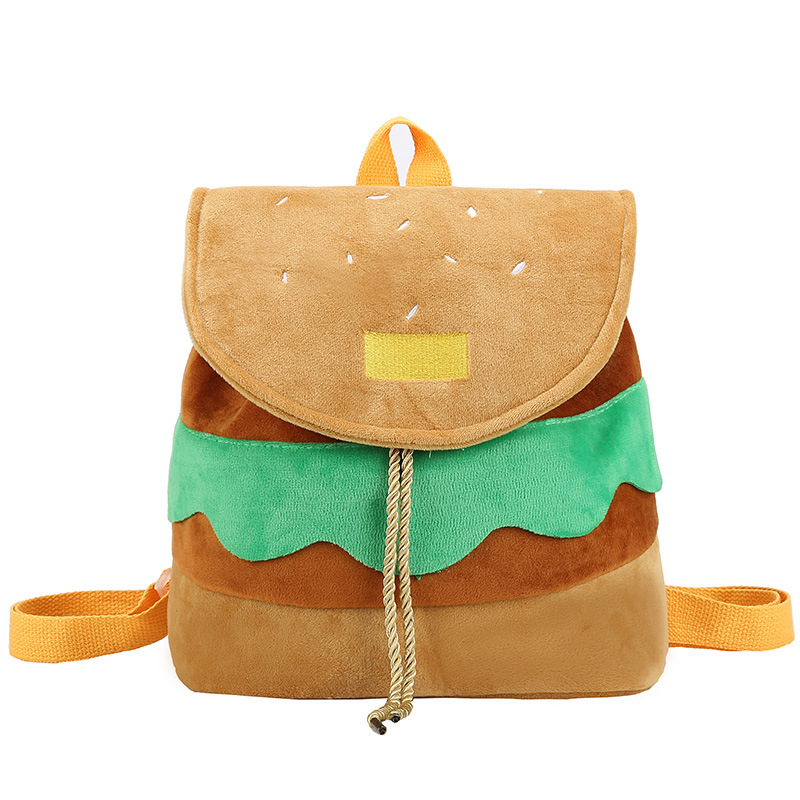 Lazy same style hamburger backpack, cute cartoon small backpack, large capacity campus backpack for girls Item Picture