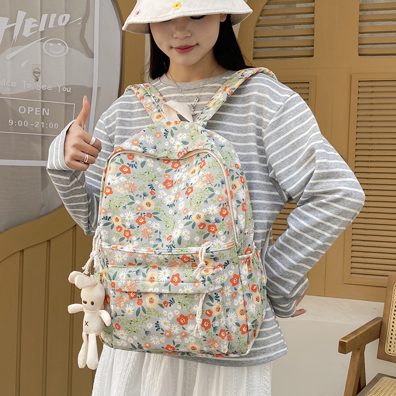 Cross-border schoolbag for girls, junior high school and college students, fresh and cute backpack, large-capacity backpack for high school students, travel backpack details Picture