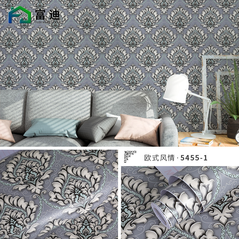 New thickened PVC self-adhesive wallpaper, waterproof European-style country bedroom, dormitory, live streaming background wall and sticky notes details Picture