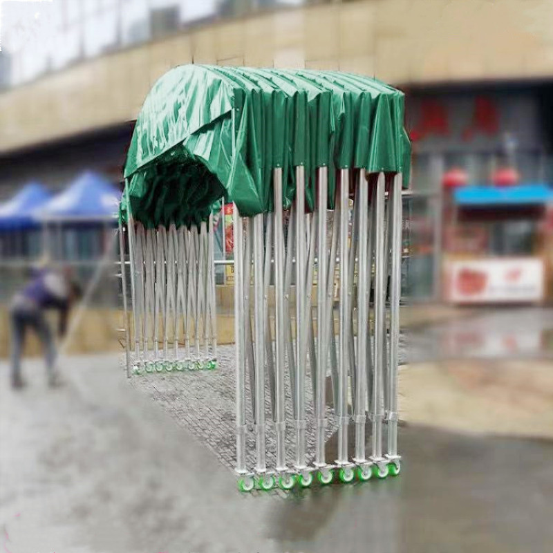 Yangzhou mobile canopy, large warehouse sliding shed, retractable outdoor parking sunshade, night snack event food stall tent details Picture