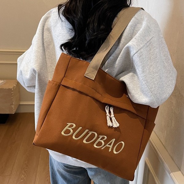 Casual large-capacity nylon fabric bag for women, 2025 new style lightweight and versatile single-shoulder crossbody bag, college student tote bag details Picture