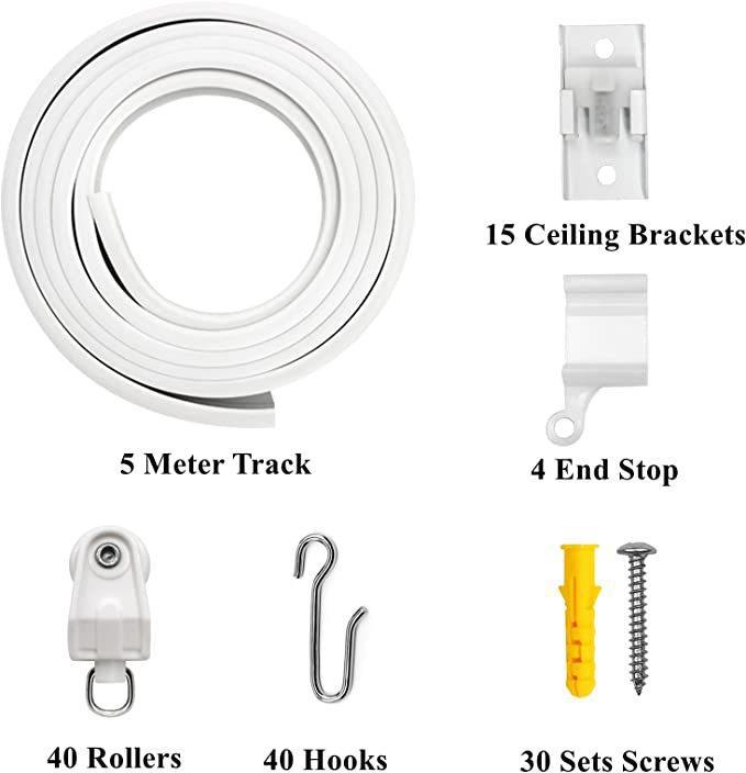 1/2/3/5 meter curved track set, U-shaped curtain curved track pulley installation code screw rubber plug accessories Item Picture