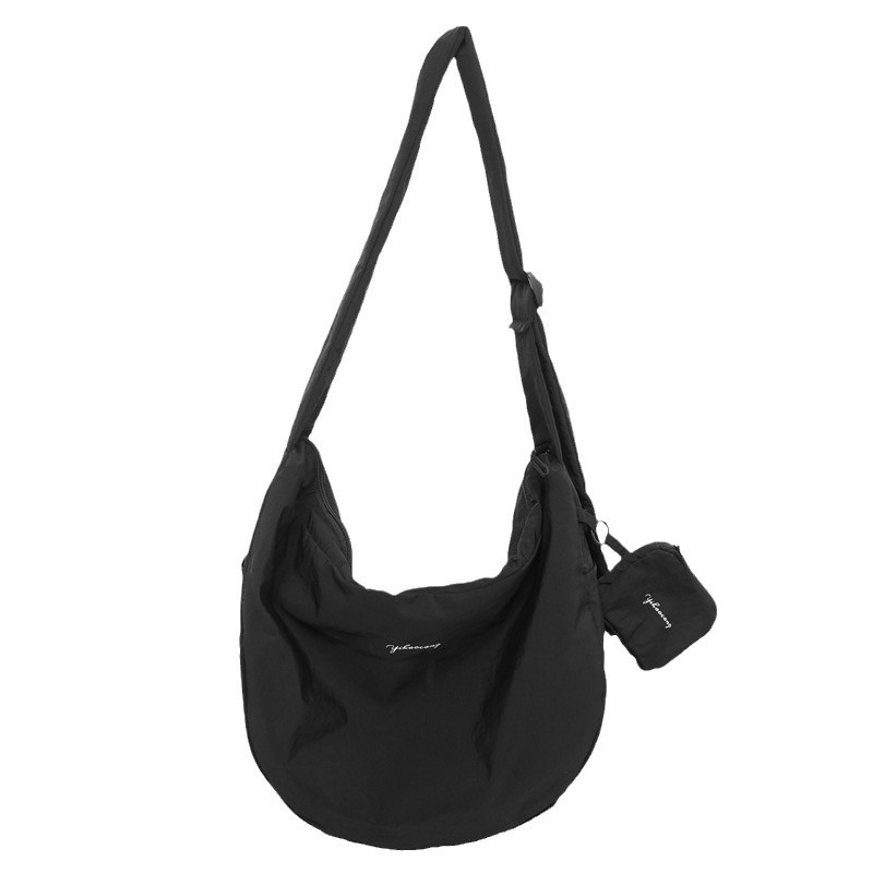 Neutral and artistic style crossbody bag, mother's shoulder bag, retro and versatile fabric bag, light and simple Japanese sporty single-shoulder bag Item Picture
