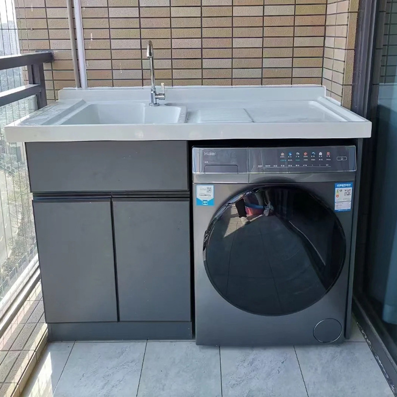 Customized balcony cabinet, multi-functional storage cabinet, drum laundry cabinet, sun-protective aluminum alloy cabinet, full-house waterproof design Application Scenario
