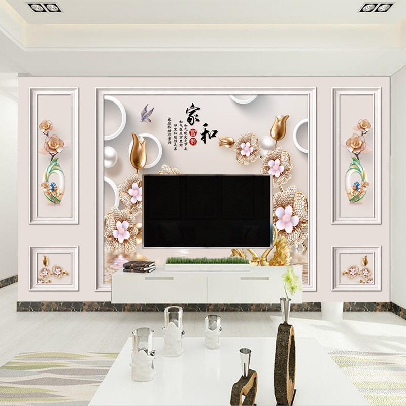 Self-adhesive PVC wallpaper for the living room TV background, wall painting, living room video wall, bedroom wallpaper, cross-border consignment details Picture