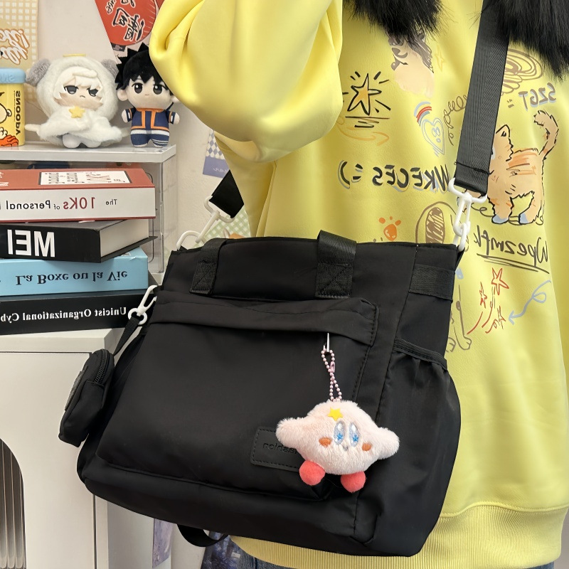 Korean-style solid-color Harajuku windsail bag, a fresh and simple daily crossbody bag, a versatile single-shoulder bag for classes, tutoring and commuting Specification drawing