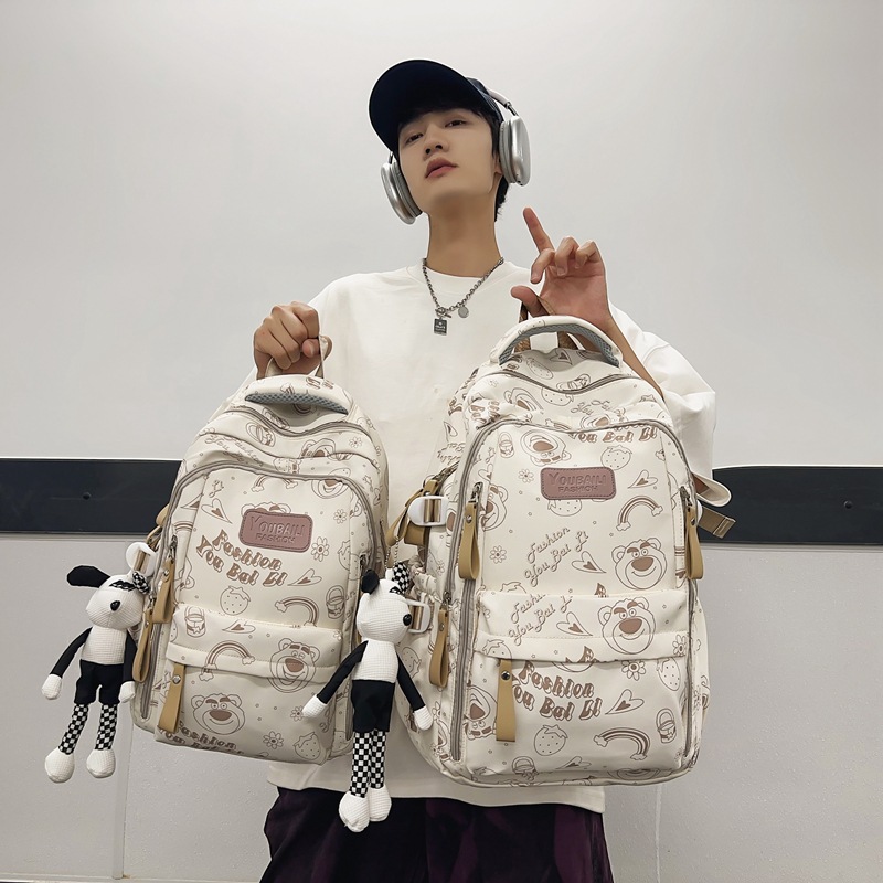 Japanese Harajuku schoolbags, large-capacity travel cartoon backpacks for male junior high school students, and the backpacking trend for female college and high school students Specification drawing