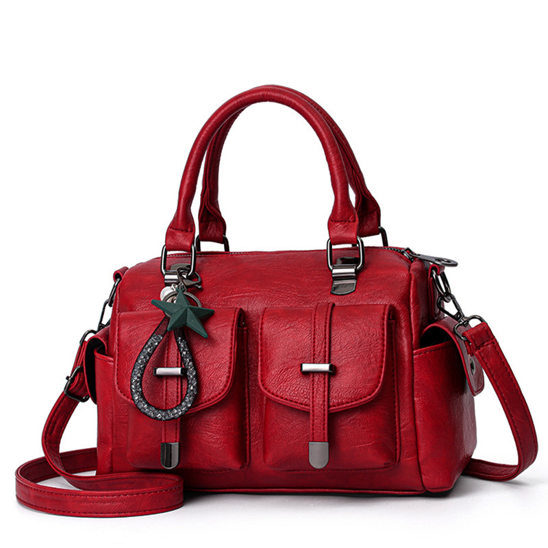 2024 New solid color, simple leather texture, fringed, personalized, large capacity, single-shoulder crossbody, foreign trade soft leather large bag Specification drawing