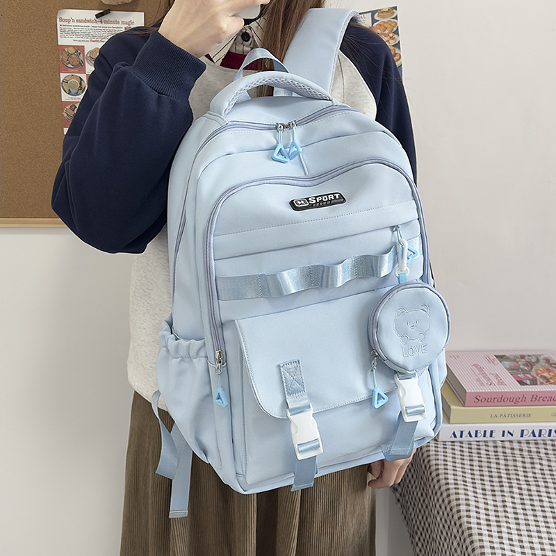 New large-capacity schoolbag, cute backpack, cartoon backpack, casual bag with coin purse, and backpack for primary and secondary school students Specification drawing