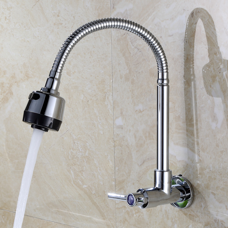 Wall-mounted faucet, kitchen wall-mounted single-cooling universal sink faucet, single-cooling faucet, kitchen stainless steel sink, sun details Picture