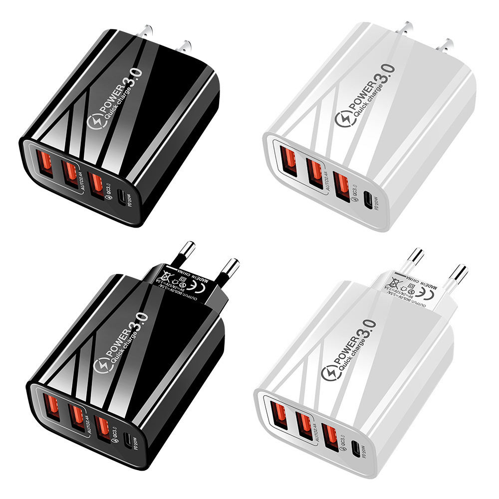 Multi-port usb+ Type-C charger multi-functional charging head, suitable for Apple, Android and Huawei universal multi-hole details Picture