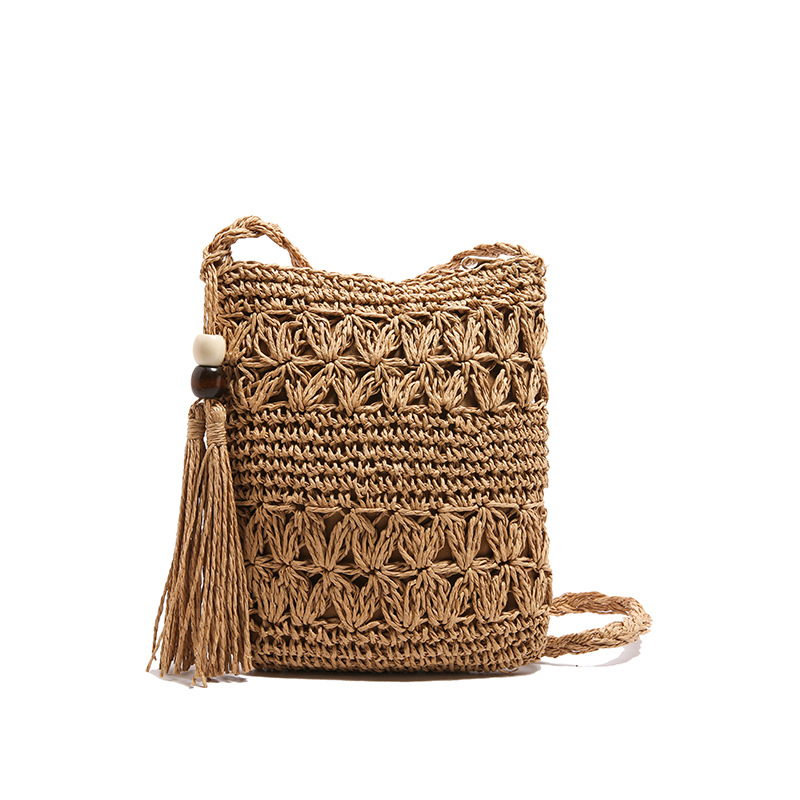Fashionable and retro straw-woven women's bag, summer woven single-shoulder bag, versatile travel, vacation, beach and casual crossbody bag Item Picture