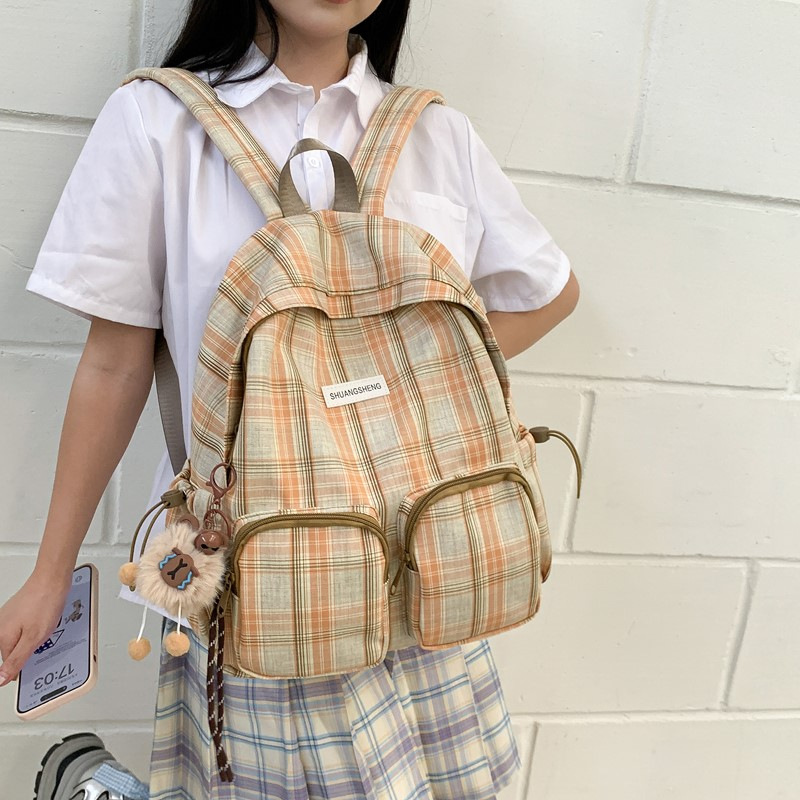 A new style of forest-themed backpack for college students, a sweet and cute polka dot backpack with large pockets and versatile versatility details Picture