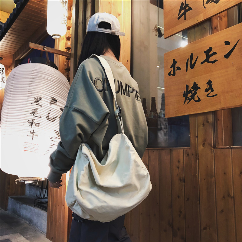 Original women's bag, retro artistic washed canvas bag, single-shoulder bag, simple large-capacity crossbody bag, shopping cloth bag women's bag Specification drawing